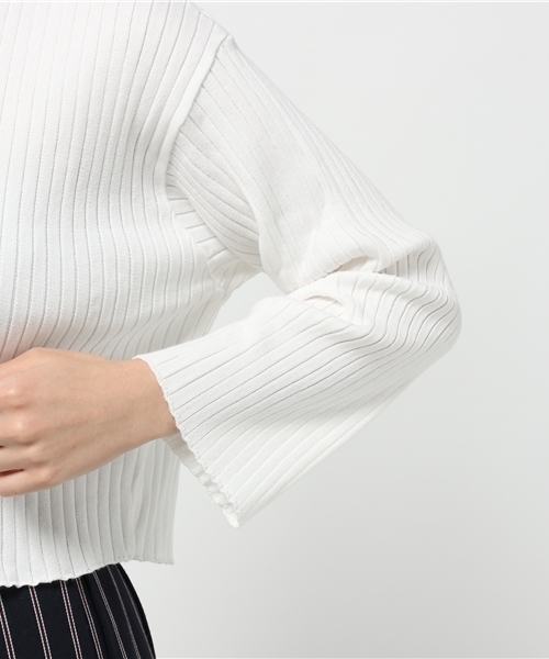 Chico（チコ）の「【who's who Chico】 短丈リブトップス（ニット/セーター・レディース・アイボリー/ピンクベージュ/グレー/ライトグリーン・FREE）」の7枚目の写真