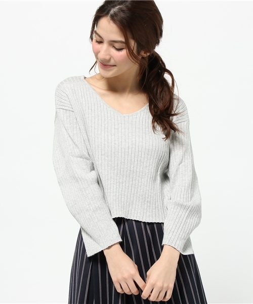 Chico（チコ）の「【who's who Chico】 短丈リブトップス（ニット/セーター・レディース・アイボリー/ピンクベージュ/グレー/ライトグリーン・FREE）」の15枚目の写真