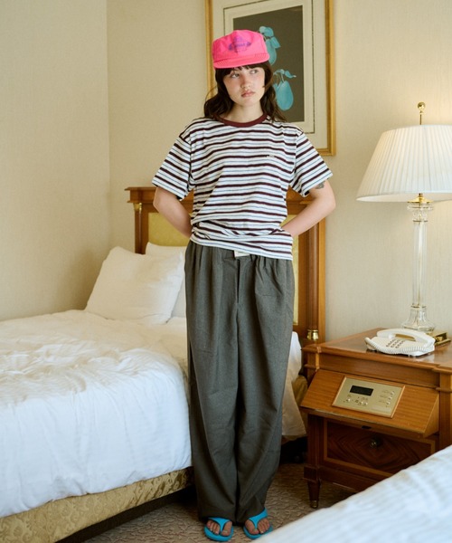 common gull products.(コモンガルプロダクツ)の「八月の忘れ物のボーダーtee(Tシャツ/カットソー・レディース・ホワイト系/イエロー系/グレー系/ベージュ系・SMALL/MEDIUM/LARGE)」の7枚目の写真