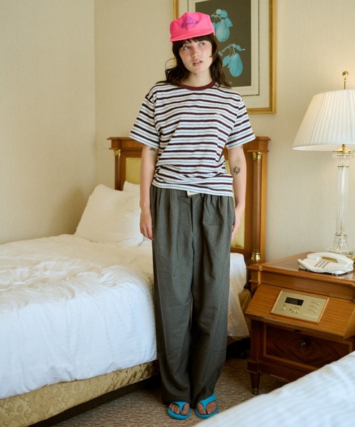common gull products.(コモンガルプロダクツ)の「八月の忘れ物のボーダーtee(Tシャツ/カットソー・レディース・ホワイト系/イエロー系/グレー系/ベージュ系・SMALL/MEDIUM/LARGE)」の9枚目の写真