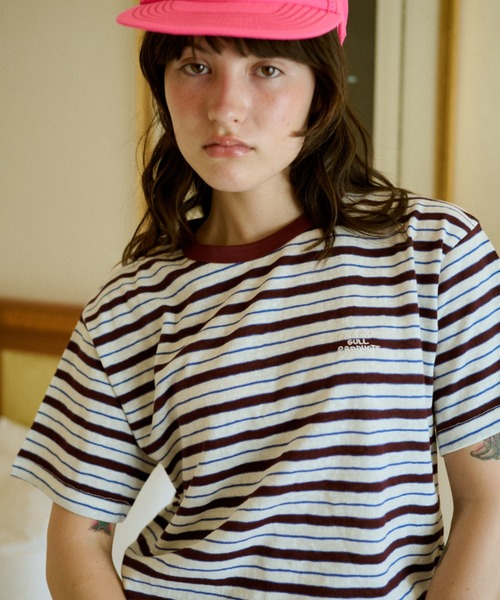 common gull products.(コモンガルプロダクツ)の「八月の忘れ物のボーダーtee(Tシャツ/カットソー・レディース・ホワイト系/イエロー系/グレー系/ベージュ系・SMALL/MEDIUM/LARGE)」の16枚目の写真