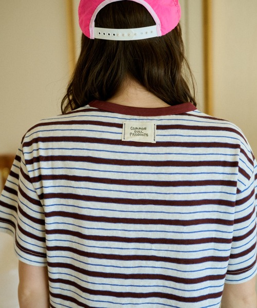 common gull products.(コモンガルプロダクツ)の「八月の忘れ物のボーダーtee(Tシャツ/カットソー・レディース・ホワイト系/イエロー系/グレー系/ベージュ系・SMALL/MEDIUM/LARGE)」の19枚目の写真