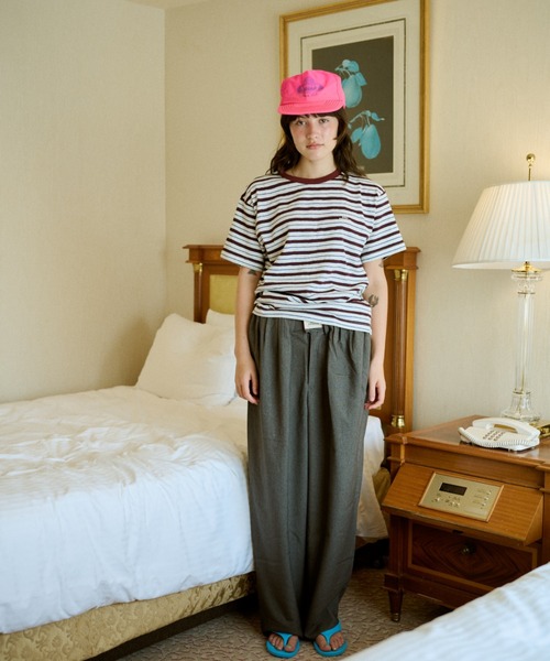 common gull products.(コモンガルプロダクツ)の「八月の忘れ物のボーダーtee(Tシャツ/カットソー・レディース・ホワイト系/イエロー系/グレー系/ベージュ系・SMALL/MEDIUM/LARGE)」の5枚目の写真