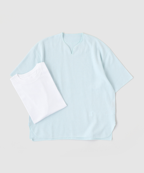 B.C STOCK(ベーセーストック)の「【2点セット】スリットネックサーマル TEE(Tシャツ/カットソー・メンズ・アイボリー/イエロー/ブラック系その他/サックスブルー/ホワイト・LARGE/MEDIUM)」の4枚目の写真