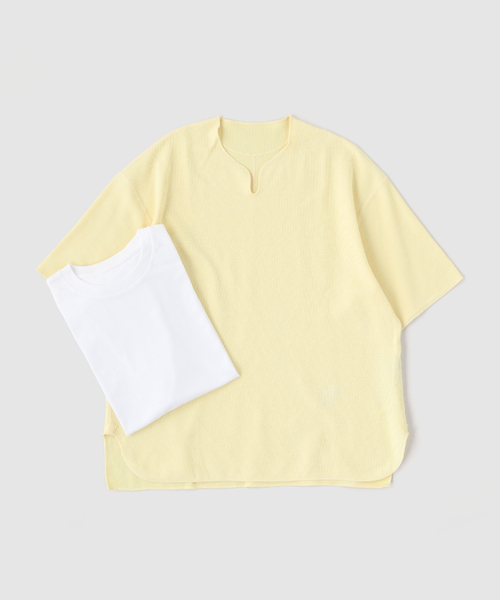 B.C STOCK(ベーセーストック)の「【2点セット】スリットネックサーマル TEE(Tシャツ/カットソー・メンズ・アイボリー/イエロー/ブラック系その他/サックスブルー/ホワイト・LARGE/MEDIUM)」の5枚目の写真