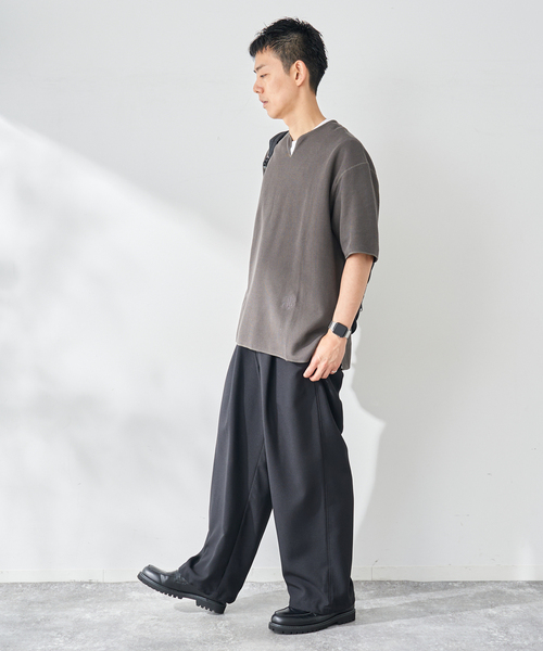 B.C STOCK(ベーセーストック)の「【2点セット】スリットネックサーマル TEE(Tシャツ/カットソー・メンズ・アイボリー/イエロー/ブラック系その他/サックスブルー/ホワイト・LARGE/MEDIUM)」の14枚目の写真