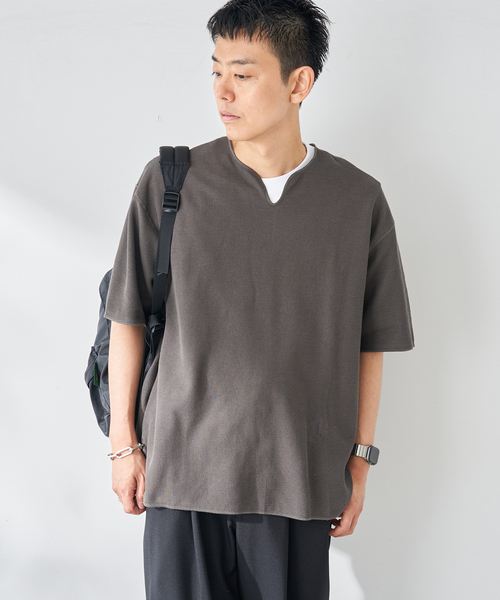B.C STOCK(ベーセーストック)の「【2点セット】スリットネックサーマル TEE(Tシャツ/カットソー・メンズ・アイボリー/イエロー/ブラック系その他/サックスブルー/ホワイト・LARGE/MEDIUM)」の17枚目の写真