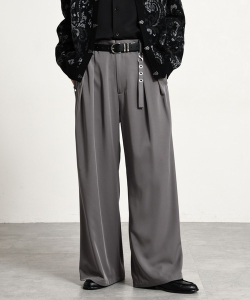 LUXURY+EASY】＜接触冷感＞ CHARM DETAIL PLEATED WIDE SLACKS/ラグ