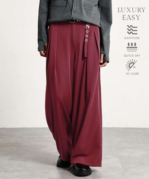 RAGEBLUE(レイジブルー)の「【LUXURY+EASY】<イージーケア> CHARM DETAIL PLEATED WIDE SLACKS/ラグイージーチャーム付きタックワイドスラックス【セットアップ対応】(スラックス・メンズ・ブラック/パープル/グレー/ワインレッド/ブラック系その他・MEDIUM/LARGE)」の5枚目の写真