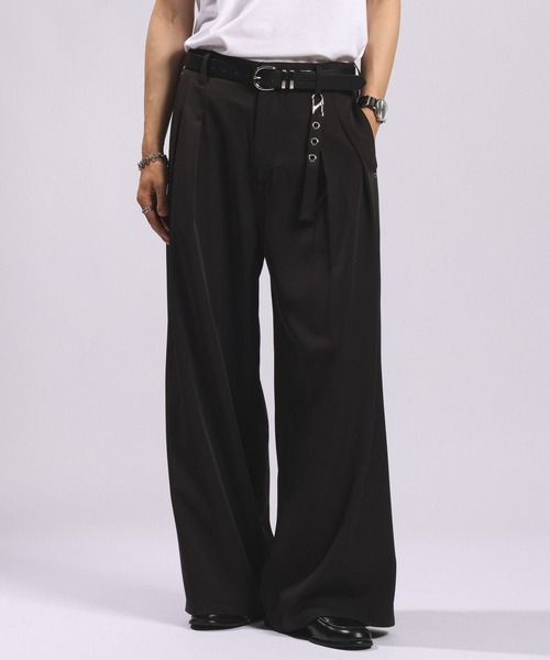 RAGEBLUE(レイジブルー)の「【LUXURY+EASY】<イージーケア> CHARM DETAIL PLEATED WIDE SLACKS/ラグイージーチャーム付きタックワイドスラックス【セットアップ対応】(スラックス・メンズ・ブラック/パープル/グレー/ワインレッド/ブラック系その他・MEDIUM/LARGE)」の13枚目の写真