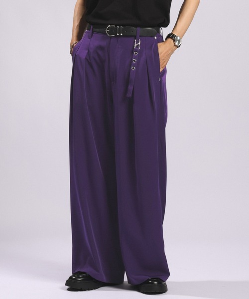 RAGEBLUE(レイジブルー)の「【LUXURY+EASY】<イージーケア> CHARM DETAIL PLEATED WIDE SLACKS/ラグイージーチャーム付きタックワイドスラックス【セットアップ対応】(スラックス・メンズ・ブラック/パープル/グレー/ワインレッド/ブラック系その他・MEDIUM/LARGE)」の22枚目の写真