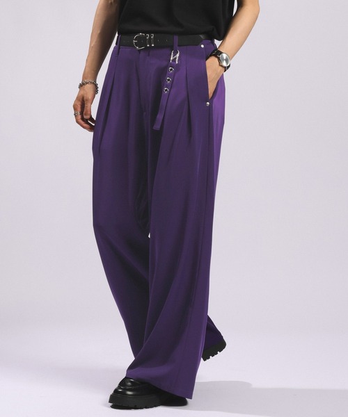 RAGEBLUE(レイジブルー)の「【LUXURY+EASY】<イージーケア> CHARM DETAIL PLEATED WIDE SLACKS/ラグイージーチャーム付きタックワイドスラックス【セットアップ対応】(スラックス・メンズ・ブラック/パープル/グレー/ワインレッド/ブラック系その他・MEDIUM/LARGE)」の21枚目の写真