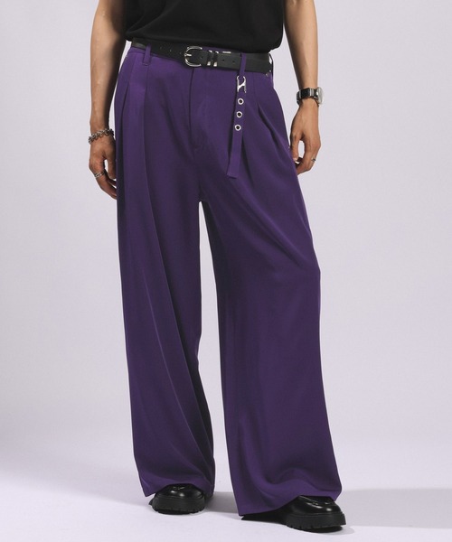 RAGEBLUE(レイジブルー)の「【LUXURY+EASY】<イージーケア> CHARM DETAIL PLEATED WIDE SLACKS/ラグイージーチャーム付きタックワイドスラックス【セットアップ対応】(スラックス・メンズ・ブラック/パープル/グレー/ワインレッド/ブラック系その他・MEDIUM/LARGE)」の19枚目の写真