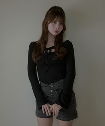 M DOLLY（エムドリー）の「Flare coco ribbon tops   フレアココリボントップス（Tシャツ/カットソー）」