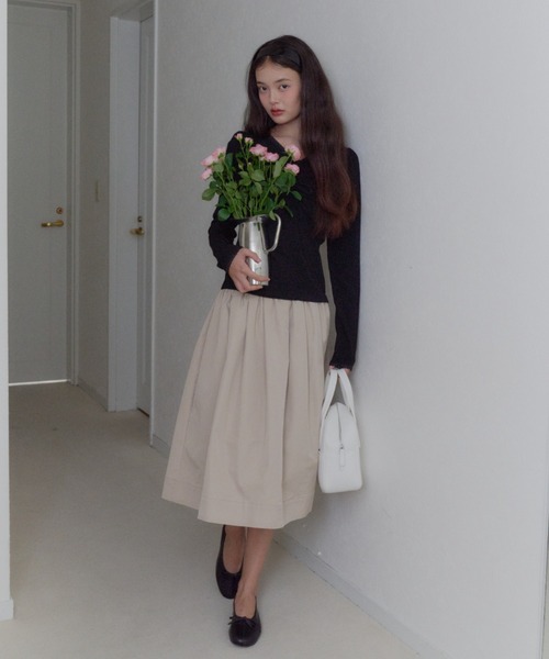 GIUNON(ジウノン)の「back shirring midi skirt / バックシャーリングミディスカート(スカート・レディース・ベージュ/ブラック/ホワイト・0/1)」の20枚目の写真