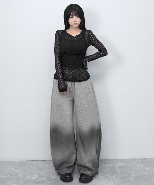 FOLLOWIN(フォロウィン)の「【シアーレース/着回せる万能】ストレッチレースロングスリーブトップス(Tシャツ/カットソー・レディース・ホワイト/ブラック/グレー・FREE)」の19枚目の写真