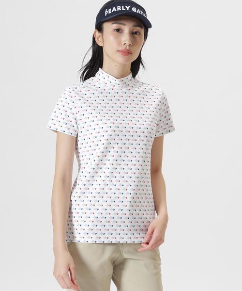 PEARLY GATES(パーリーゲイツ)の「とびうさハート柄ワッフルプリント半袖ハイネックカットソー(Tシャツ/カットソー・レディース・ピンク系その他/ダークインディゴブルー/ホワイト系その他2・LARGE/MEDIUM/SMALL)」の2枚目の写真
