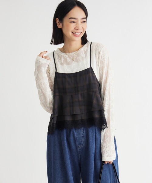 HONEYSUCKLE ROSE(ハニーサックルローズ)の「2WAYチェックレースビスチェ/セットアップ対応(シャツ/ブラウス・レディース・ブラウン系その他/ブラック系1/ブラウン系その他2/ブラック・04/05)」の3枚目の写真