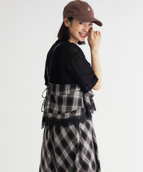 HONEYSUCKLE ROSE(ハニーサックルローズ)の「2WAYチェックレースビスチェ/セットアップ対応(シャツ/ブラウス・レディース・ブラウン系その他/ブラック系1/ブラウン系その他2/ブラック・04/05)」の5枚目の写真