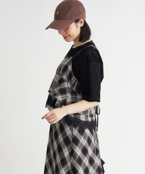 HONEYSUCKLE ROSE(ハニーサックルローズ)の「2WAYチェックレースビスチェ/セットアップ対応(シャツ/ブラウス・レディース・ブラウン系その他/ブラック系1/ブラウン系その他2/ブラック・04/05)」の6枚目の写真
