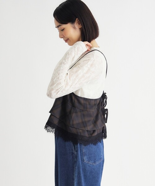HONEYSUCKLE ROSE(ハニーサックルローズ)の「2WAYチェックレースビスチェ/セットアップ対応(シャツ/ブラウス・レディース・ブラウン系その他/ブラック系1/ブラウン系その他2/ブラック・04/05)」の11枚目の写真