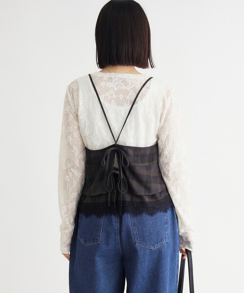 HONEYSUCKLE ROSE(ハニーサックルローズ)の「2WAYチェックレースビスチェ/セットアップ対応(シャツ/ブラウス・レディース・ブラウン系その他/ブラック系1/ブラウン系その他2/ブラック・04/05)」の12枚目の写真