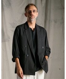 wjk | viscose linen double-breasted jacket(テーラードジャケット)