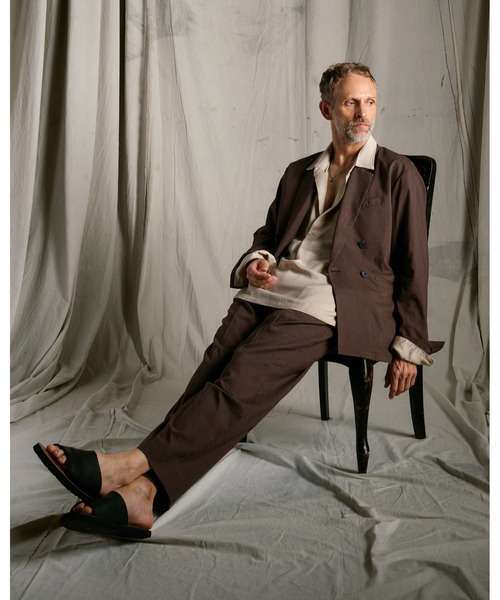wjk(ダヴルジェイケイ)の「viscose linen double-breasted jacket(テーラードジャケット・メンズ・ブラウン/スミクロ・X-LARGE/LARGE/MEDIUM/SMALL)」の3枚目の写真