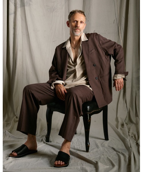 wjk(ダヴルジェイケイ)の「viscose linen double-breasted jacket(テーラードジャケット・メンズ・ブラウン/スミクロ・X-LARGE/LARGE/MEDIUM/SMALL)」の5枚目の写真