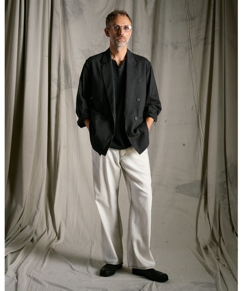 wjk(ダヴルジェイケイ)の「viscose linen double-breasted jacket(テーラードジャケット・メンズ・ブラウン/スミクロ・X-LARGE/LARGE/MEDIUM/SMALL)」の6枚目の写真