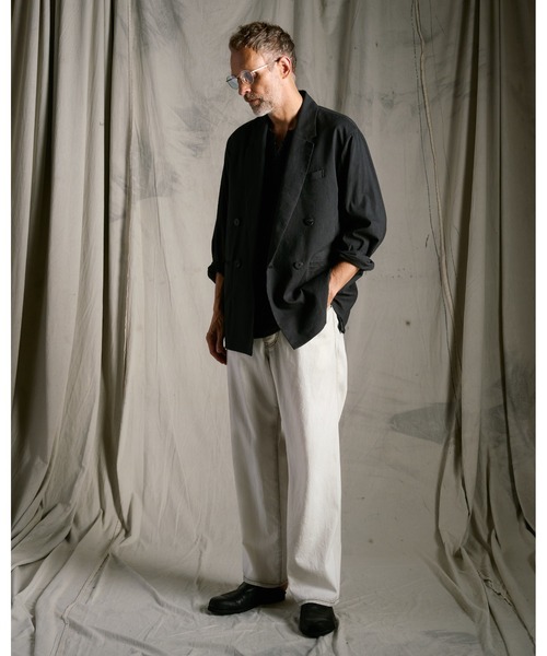 wjk(ダヴルジェイケイ)の「viscose linen double-breasted jacket(テーラードジャケット・メンズ・ブラウン/スミクロ・X-LARGE/LARGE/MEDIUM/SMALL)」の7枚目の写真