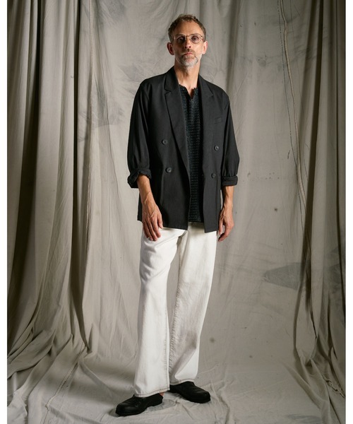 wjk(ダヴルジェイケイ)の「viscose linen double-breasted jacket(テーラードジャケット・メンズ・ブラウン/スミクロ・X-LARGE/LARGE/MEDIUM/SMALL)」の8枚目の写真