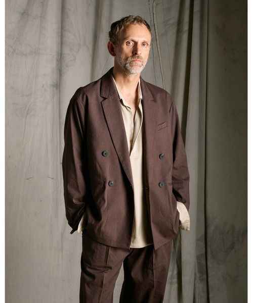 wjk(ダヴルジェイケイ)の「viscose linen double-breasted jacket(テーラードジャケット・メンズ・ブラウン/スミクロ・X-LARGE/LARGE/MEDIUM/SMALL)」の11枚目の写真