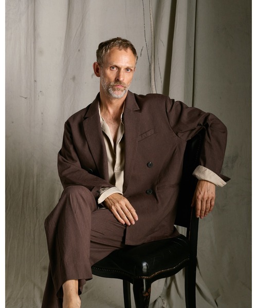 wjk(ダヴルジェイケイ)の「viscose linen double-breasted jacket(テーラードジャケット・メンズ・ブラウン/スミクロ・X-LARGE/LARGE/MEDIUM/SMALL)」の12枚目の写真