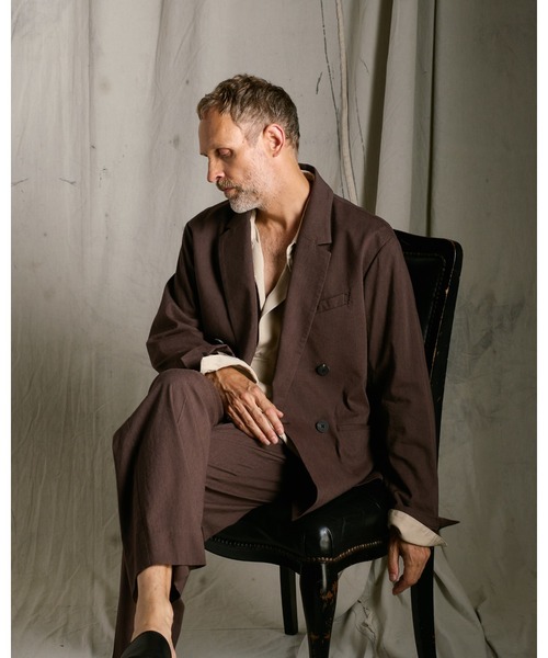 wjk(ダヴルジェイケイ)の「viscose linen double-breasted jacket(テーラードジャケット・メンズ・ブラウン/スミクロ・X-LARGE/LARGE/MEDIUM/SMALL)」の13枚目の写真