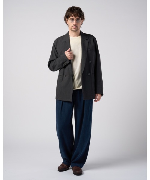 wjk(ダヴルジェイケイ)の「viscose linen double-breasted jacket(テーラードジャケット・メンズ・ブラウン/スミクロ・X-LARGE/LARGE/MEDIUM/SMALL)」の14枚目の写真