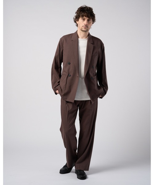wjk(ダヴルジェイケイ)の「viscose linen double-breasted jacket(テーラードジャケット・メンズ・ブラウン/スミクロ・X-LARGE/LARGE/MEDIUM/SMALL)」の16枚目の写真