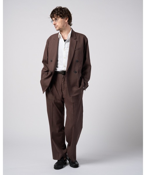 wjk(ダヴルジェイケイ)の「viscose linen double-breasted jacket(テーラードジャケット・メンズ・ブラウン/スミクロ・X-LARGE/LARGE/MEDIUM/SMALL)」の19枚目の写真