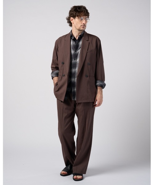 wjk(ダヴルジェイケイ)の「viscose linen double-breasted jacket(テーラードジャケット・メンズ・ブラウン/スミクロ・X-LARGE/LARGE/MEDIUM/SMALL)」の20枚目の写真