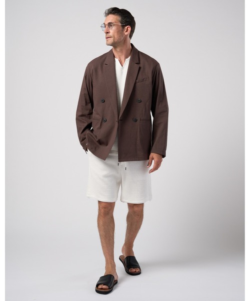 wjk(ダヴルジェイケイ)の「viscose linen double-breasted jacket(テーラードジャケット・メンズ・ブラウン/スミクロ・X-LARGE/LARGE/MEDIUM/SMALL)」の22枚目の写真