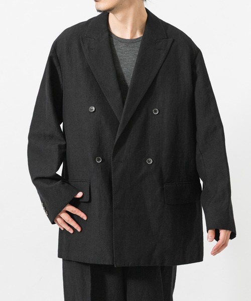 URBAN RESEARCH(アーバンリサーチ)の「new basic WOOL LINEN DOUBLE JACKET(テーラードジャケット・メンズ・ブラック・MEDIUM/LARGE)」の2枚目の写真