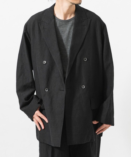 URBAN RESEARCH(アーバンリサーチ)の「new basic WOOL LINEN DOUBLE JACKET(テーラードジャケット・メンズ・ブラック・MEDIUM/LARGE)」の3枚目の写真