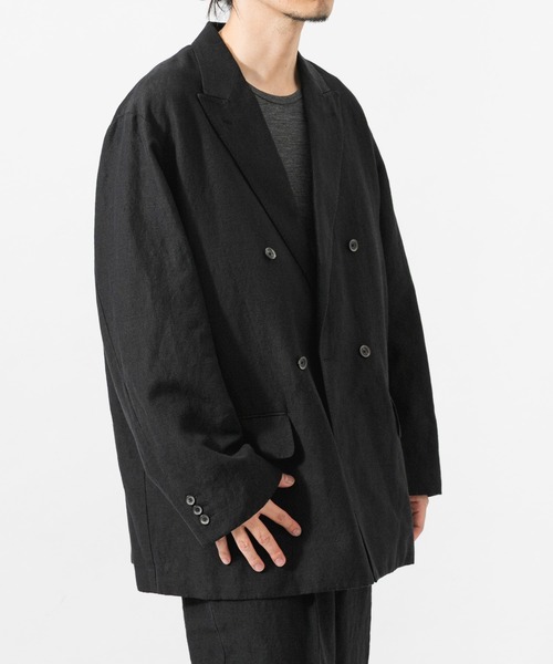 URBAN RESEARCH(アーバンリサーチ)の「new basic WOOL LINEN DOUBLE JACKET(テーラードジャケット・メンズ・ブラック・MEDIUM/LARGE)」の4枚目の写真
