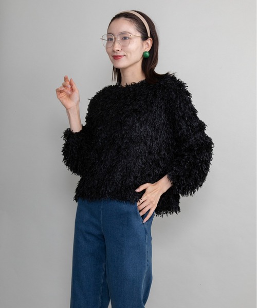 lodie(ロディ)の「ファンシーニット プルオーバー(ニット/セーター・レディース・ブラック/パープル/オレンジ/ベージュ・FREE)」の1枚目の写真
