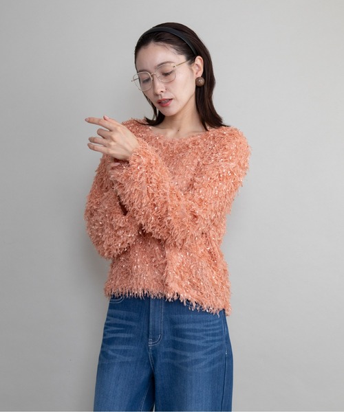 lodie(ロディ)の「ファンシーニット プルオーバー(ニット/セーター・レディース・ブラック/パープル/オレンジ/ベージュ・FREE)」の9枚目の写真