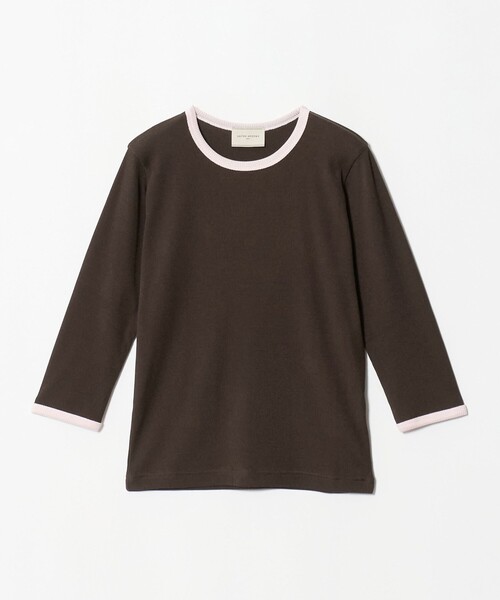 UNITED ARROWS(ユナイテッドアローズ)の「7分袖 リブ バイカラー パイピング カットソー(Tシャツ/カットソー・レディース・ネイビー/ダークブラウン/ダークグレー/オフホワイト・FREE)」の3枚目の写真
