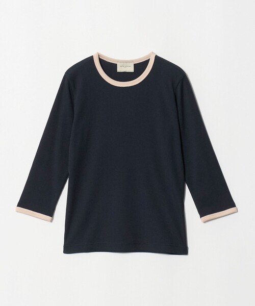 UNITED ARROWS(ユナイテッドアローズ)の「7分袖 リブ バイカラー パイピング カットソー(Tシャツ/カットソー・レディース・ネイビー/ダークブラウン/ダークグレー/オフホワイト・FREE)」の4枚目の写真