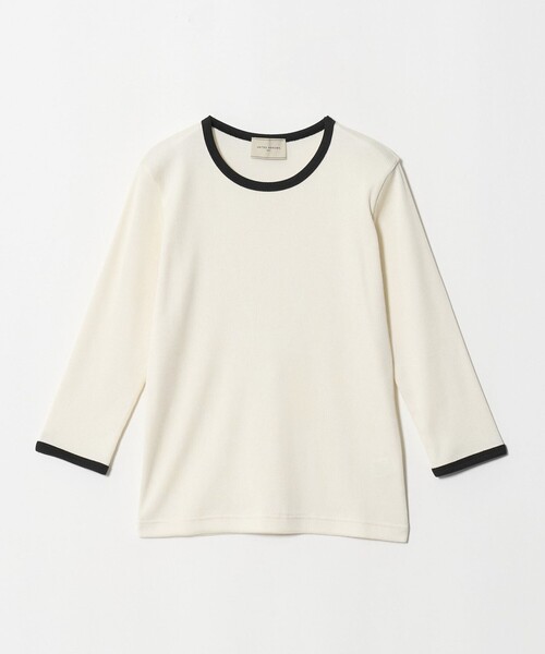 UNITED ARROWS(ユナイテッドアローズ)の「7分袖 リブ バイカラー パイピング カットソー(Tシャツ/カットソー・レディース・ネイビー/ダークブラウン/ダークグレー/オフホワイト・FREE)」の2枚目の写真