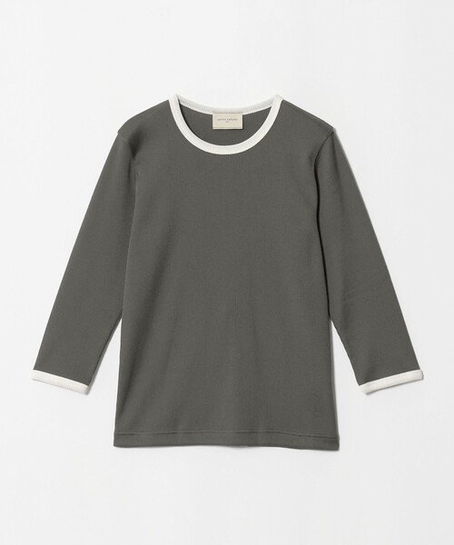 UNITED ARROWS(ユナイテッドアローズ)の「7分袖 リブ バイカラー パイピング カットソー(Tシャツ/カットソー・レディース・ネイビー/ダークブラウン/ダークグレー/オフホワイト・FREE)」の1枚目の写真