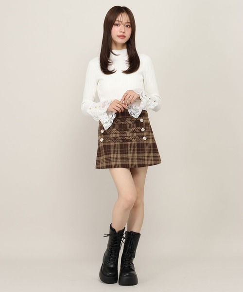 Heather(ヘザー)の「袖レースピタニット 1096362(ニット/セーター・レディース・ブラック/オフホワイト・FREE)」の10枚目の写真